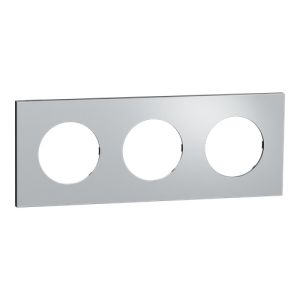 plaque 3 postes Schneider Odace Métal effet Aluminium