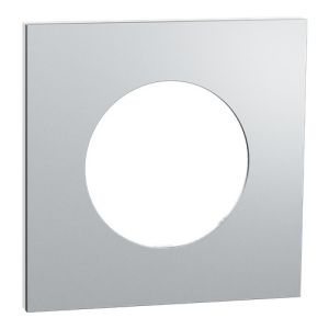 plaque 1 poste Schneider Odace Métal effet Aluminium