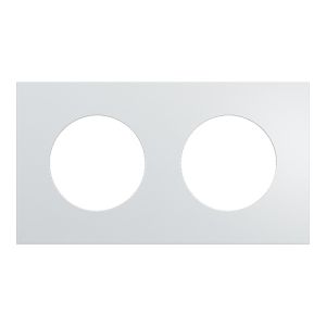 plaque 2 postes Schneider Odace Métal effet Aluminium - vue de face