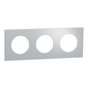 plaque 3 postes Schneider Odace Métal effet Aluminium