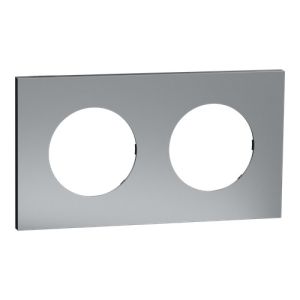 plaque de finition 2 postes Schneider Odace Métal effet Titane