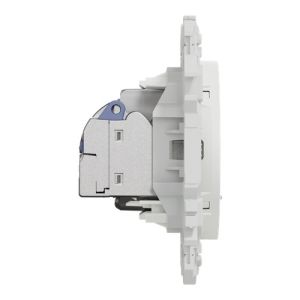 prise mixte RJ45+TV Schneider Odace blanc craie - vue de côté
