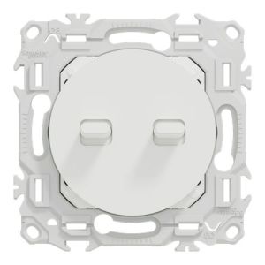 double interrupteur à levier Schneider Odace blanc - vue de face