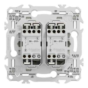 double interrupteur à levier Schneider Odace blanc - vue de dos