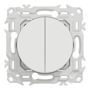 double interrupteur Schneider Odace blanc - vue de face