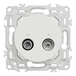 prise TV/FM Schneider Odace blanc - vue de face