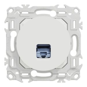 prise RJ45 Schneider Odace blanc craie - vue de face