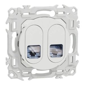 Prise double RJ45 Schneider Odace blanc
