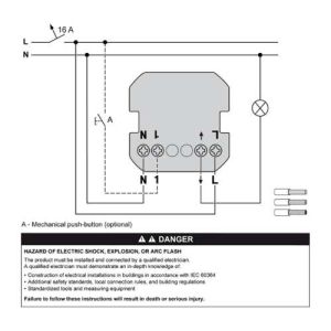 interrupteur poussoir Schneider Wiser Odace - schéma de câblage