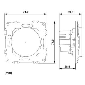 interrupteur poussoir Schneider Wiser Odace - schéma avec dimensions
