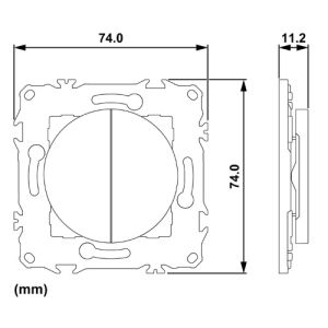 Interrupteur centralisé Schneider Wiser Odace blanc + 2 enjoliveurs - schéma avec dimensions