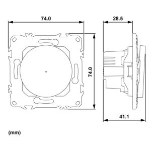 interrupteur volet roulant Schneider Wiser Odace - schéma avec dimensions