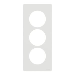 plaque de finition 3 postes Schneider Odace Architecte blanc craie - vue de face