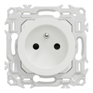 Prise 2P+T à puits Schneider Odace blanc - vue de face