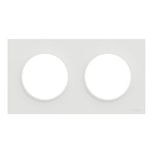 plaque de finition 2 postes Schneider Odace® blanche - vue de face