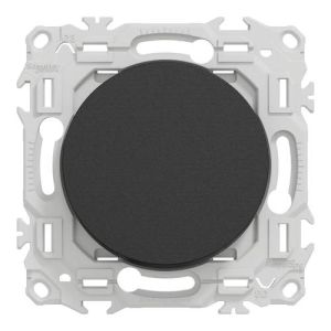 Interrupteur va et vient/bouton poussoir SCHNEIDER Odace noir onyx - vue de face