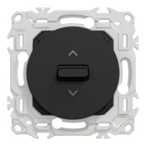 Interrupteur/poussoir volets roulants SCHNEIDER Odace noir onyx - vue de face