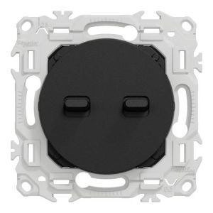 Interrupteur double va et vient/bouton poussoir à levier SCHNEIDER Odace noir onyx - vue de face