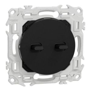 Interrupteur double va et vient/bouton poussoir à levier SCHNEIDER Odace noir onyx