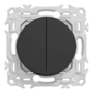 double interrupteur Schneider Odace noir - vue de face