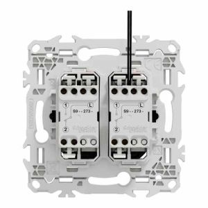 double interrupteur va-et-vient lumineux Schneider Odace noir - vue de dos