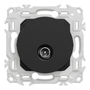 prise TV simple Schneider Odace noir - vue de face