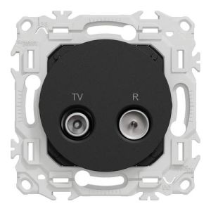 prise TV/FM Schneider Odace noir - vue de face