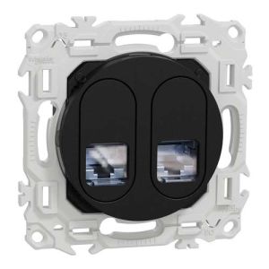 prise RJ45 double Schneider Odace noir