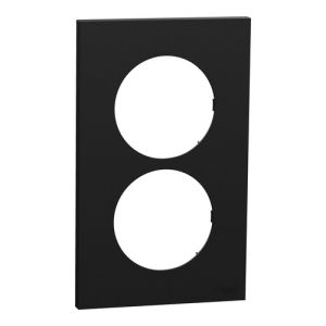 plaque de finition 2 postes Schneider Odace noire