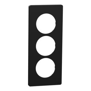 plaque de finition 3 postes Schneider Odace Architecte noire