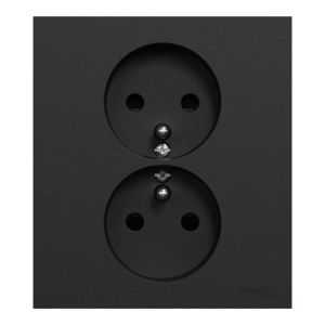 double prise de courant Schneider Odace noir mat - vue de face