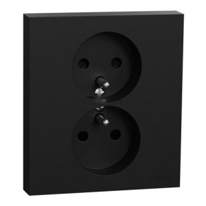 double prise de courant Schneider Odace noir mat