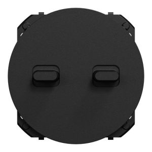 enjoliveur noir mat pour interrupteur double à levier Schneider Odace - vue de face
