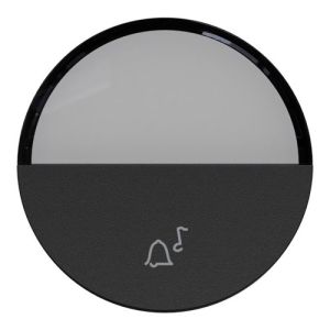 Enjoliveur avec porte étiquette bouton poussoir Schneider Odace noir - vue de face