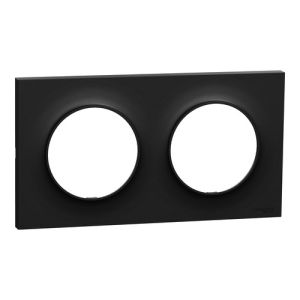 plaque de finition 2 postes noire Schneider Odace Origine