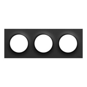 plaque de finition 3 postes Schneider Odace® noire mat - vue face