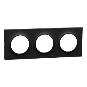 plaque de finition 3 postes Schneider Odace® noire mat