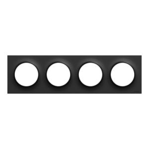 plaque de finition 4 postes Schneider Odace® noire mat - vue de face