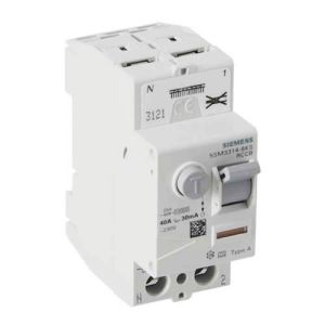 Vue du dessus de l'interrupteur Différentiel SIEMENS 40A 30mA TYPE A auto