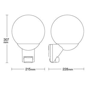 STEINEL Luminaire extérieur L 585 S à détection 230V E27 noir - schéma avec dimensions