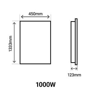 Dimensions du radiateur à inertie fonte vertical Thermor Kenya 4 1000W