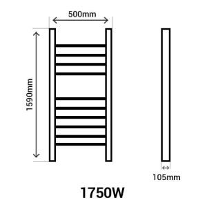 the471559-thermor-riva-4-seche-serviette-electrique-1500w-blanc-3-schéma avec dimensions