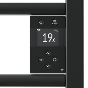 Sèche serviettes connecté Thermor Riva 5 1000W noir carbone avec boitier de commande digital