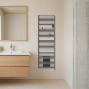 Sèche serviettes connecté avec soufflerie Thermor Riva 5 2000W gris menhir - photo salle de bain