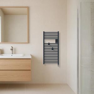Sèche serviettes connecté étroit Thermor Riva 5 300W gris ardoise - photo salle de bain