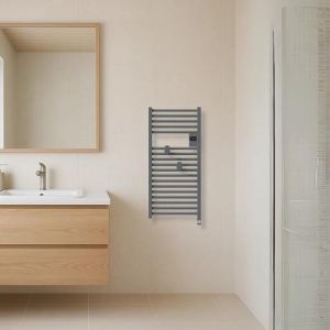 Sèche serviette connecté étroit Thermor Riva 5 300W gris menhir - photo salle de bain