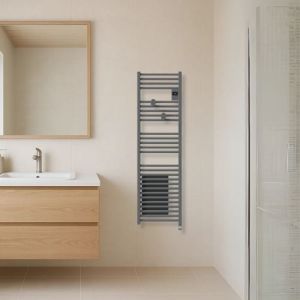 sèche serviette connecté étroit avec soufflerie Thermor Riva 5 1500W gris menhir - photo salle de bain