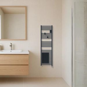 sèche serviette connecté étroit avec soufflerie Thermor Riva 5 1500W gris ardoise - photo salle de bain