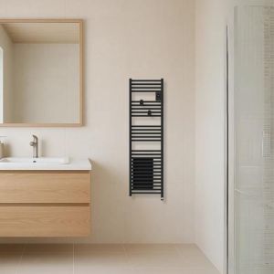 sèche serviette connecté étroit avec soufflerie Thermor Riva 5 1500W noir carbone - photo salle de bain