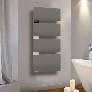 THERMOR Symphonik Sèche-serviettes électrique connecté roche/alu avec soufflerie 1750W mât à gauche - 492613